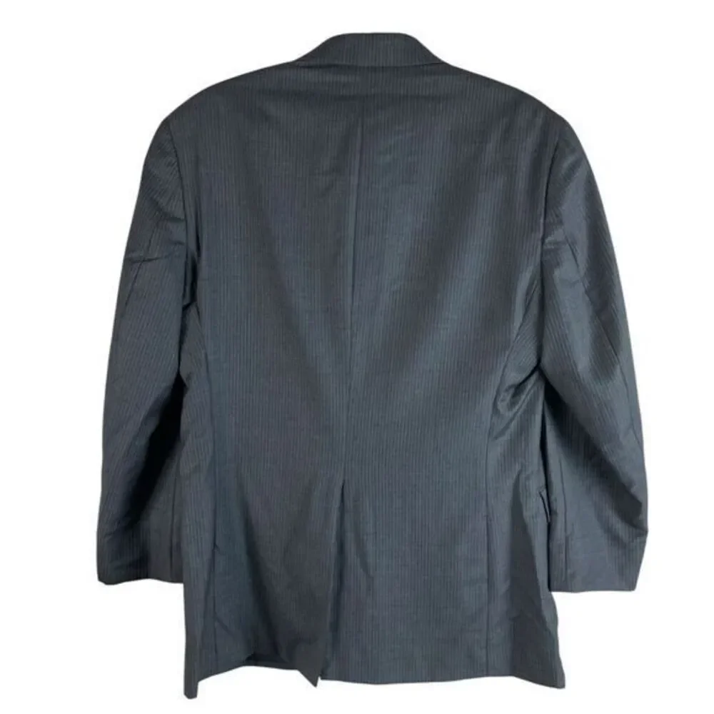 Ralph Lauren Mens Wool Pinstripe‎ Blazer Sport Coat 40R Charcoal Gray 2 Button